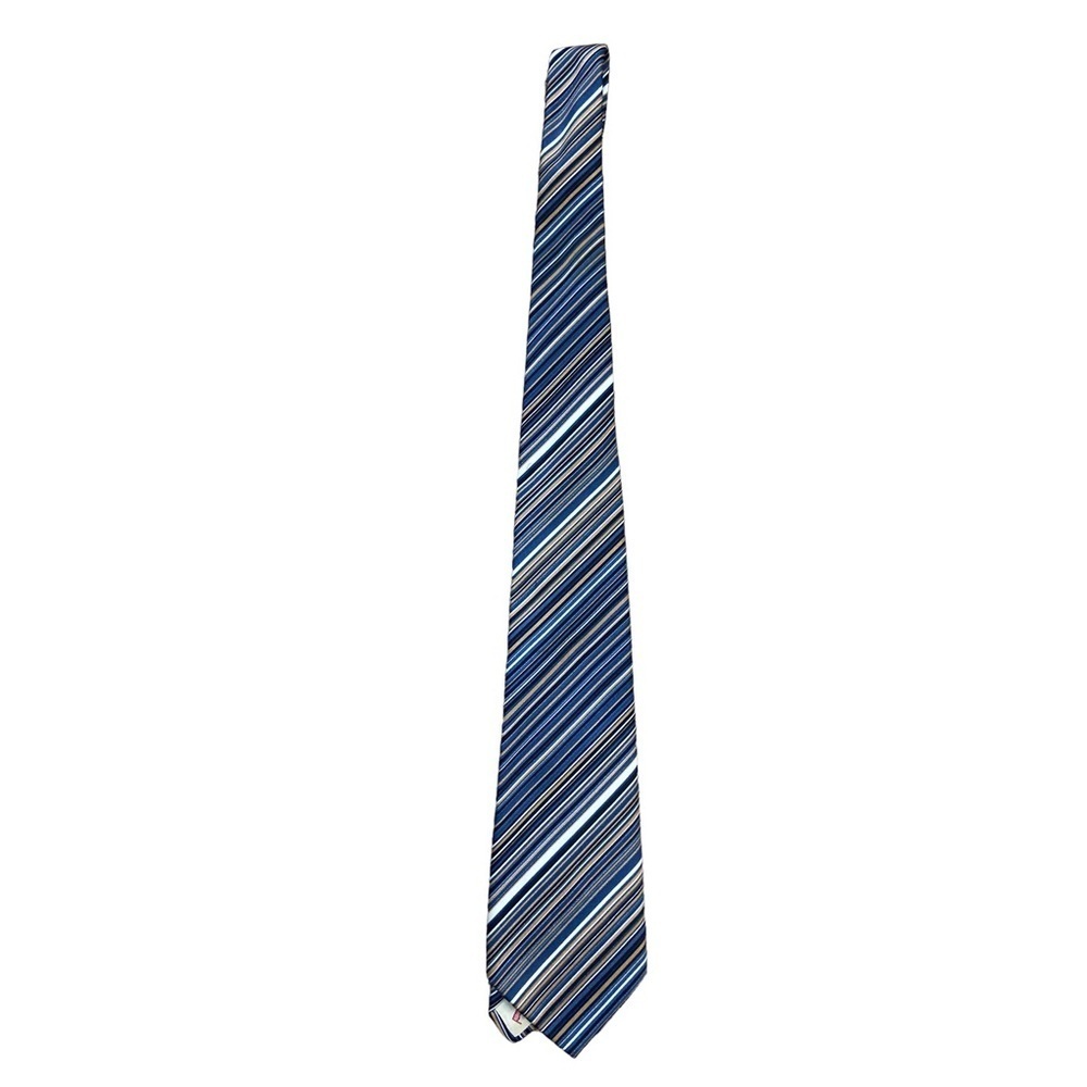 Vintage Beau Brummell Elder Beerman Store For Men Blue/Taupe Striped Tie